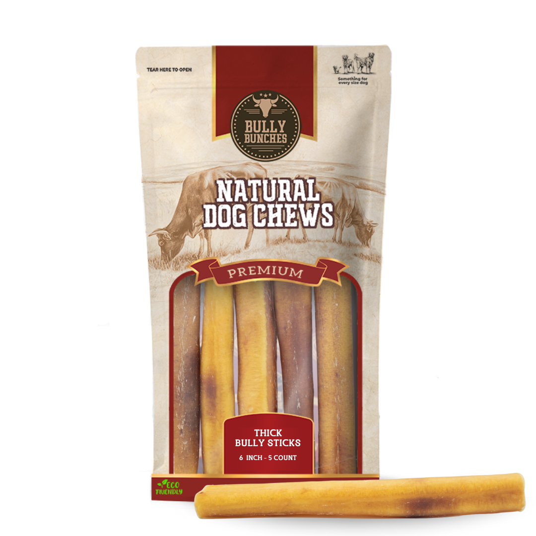 6 Inch Thick Bully Stick - 5 Pack / Case of 10